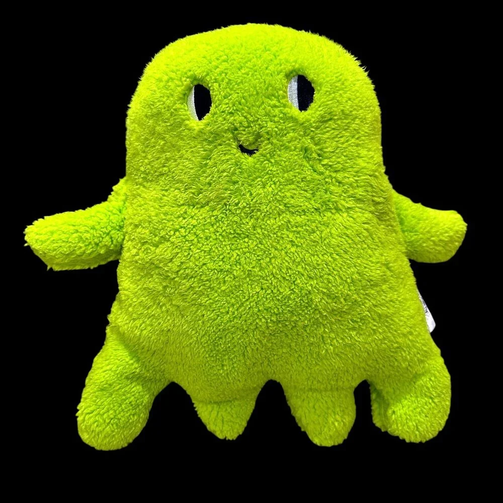 Target Hyde Eek Ghost Halloween Pillow Neon Green Faux Shearling Plush Stuffed
